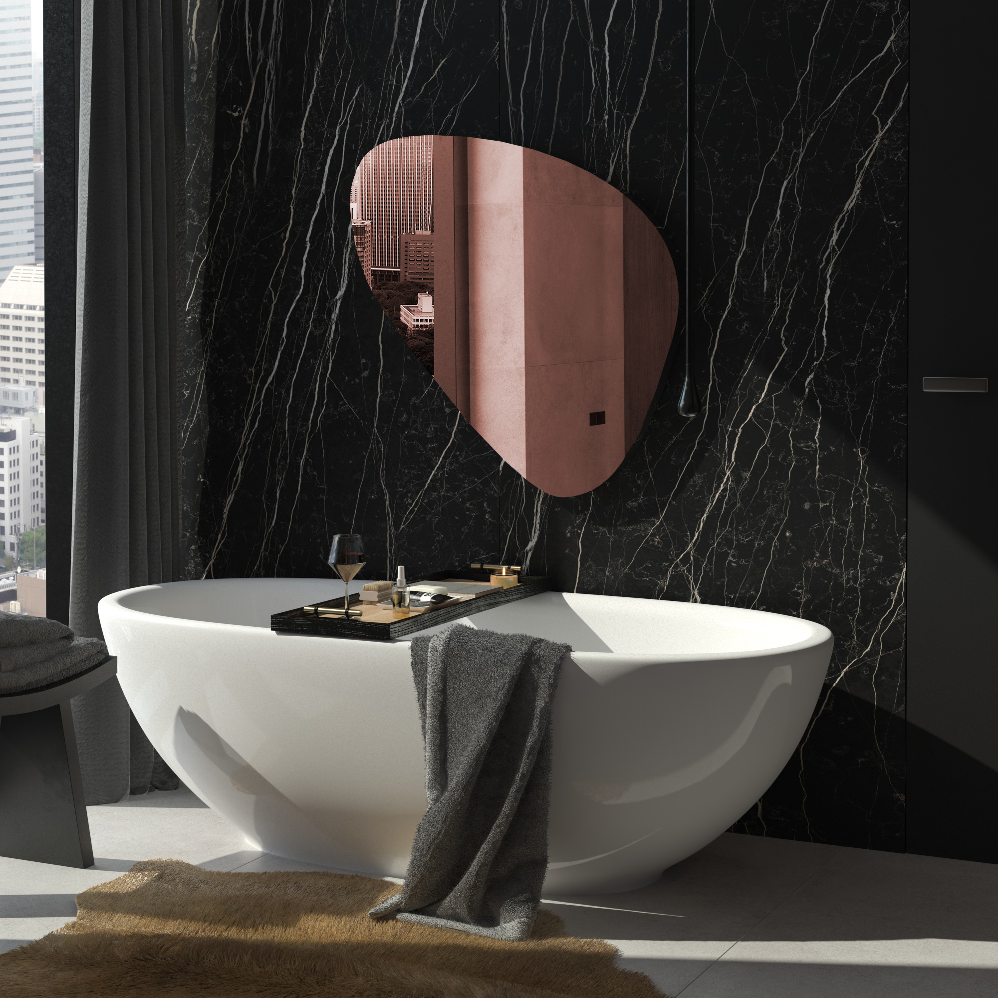 POKUSA - Specchio a Goccia elegante per bagno, RoyalGlass